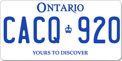 ON license plate CACQ920