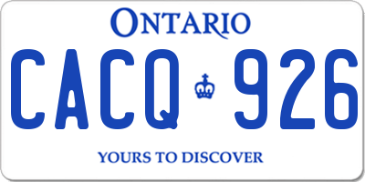 ON license plate CACQ926