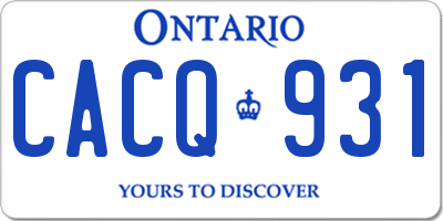 ON license plate CACQ931