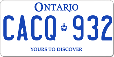 ON license plate CACQ932