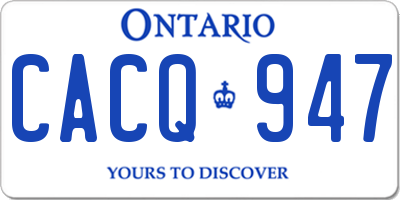 ON license plate CACQ947