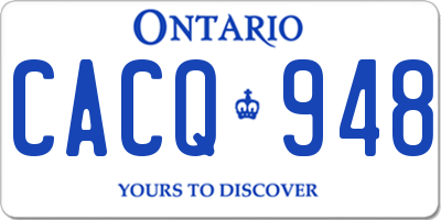 ON license plate CACQ948