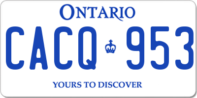 ON license plate CACQ953