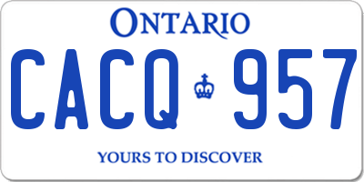 ON license plate CACQ957