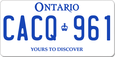 ON license plate CACQ961