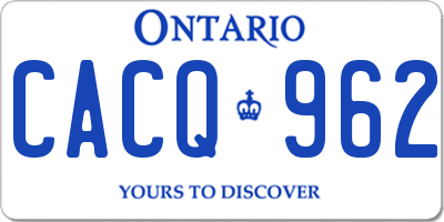 ON license plate CACQ962