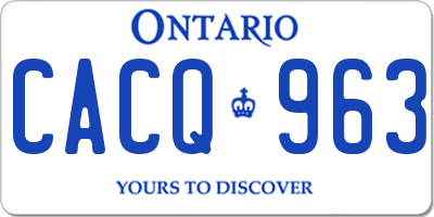 ON license plate CACQ963