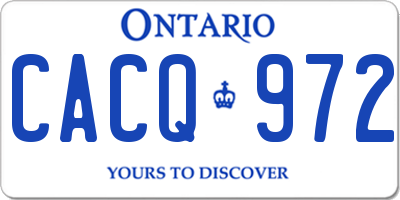 ON license plate CACQ972