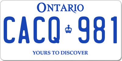 ON license plate CACQ981