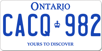 ON license plate CACQ982