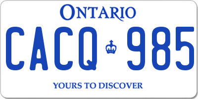 ON license plate CACQ985