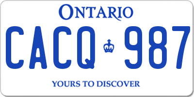 ON license plate CACQ987