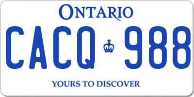 ON license plate CACQ988