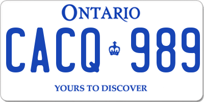 ON license plate CACQ989