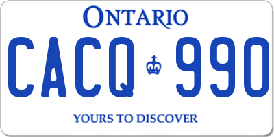 ON license plate CACQ990