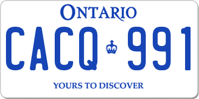 ON license plate CACQ991