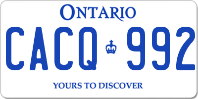 ON license plate CACQ992