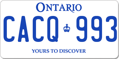 ON license plate CACQ993