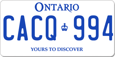 ON license plate CACQ994