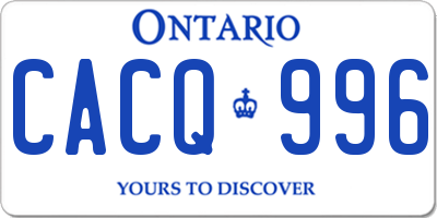 ON license plate CACQ996