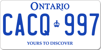 ON license plate CACQ997