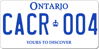 ON license plate CACR004