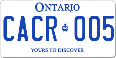 ON license plate CACR005