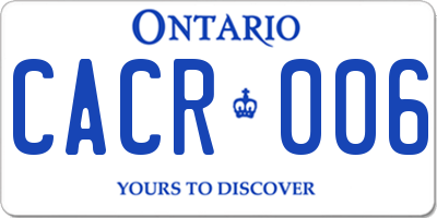 ON license plate CACR006