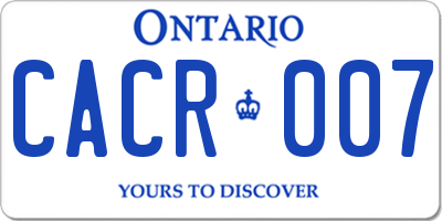 ON license plate CACR007