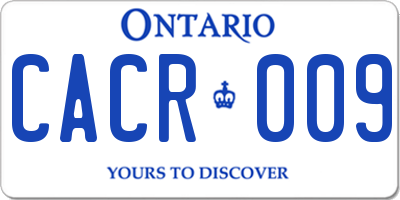 ON license plate CACR009