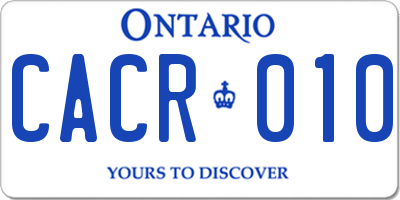 ON license plate CACR010