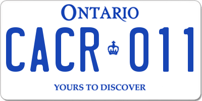 ON license plate CACR011