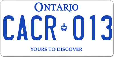 ON license plate CACR013