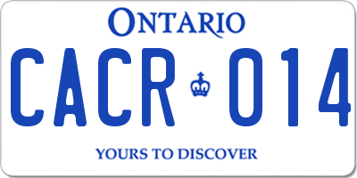 ON license plate CACR014