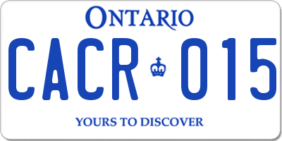 ON license plate CACR015