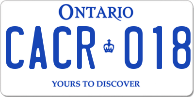 ON license plate CACR018