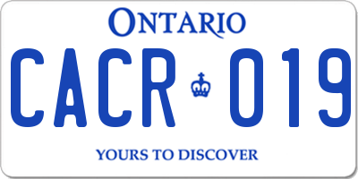 ON license plate CACR019