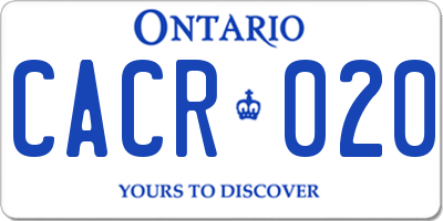 ON license plate CACR020