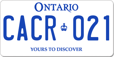 ON license plate CACR021