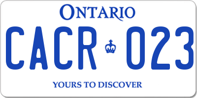 ON license plate CACR023