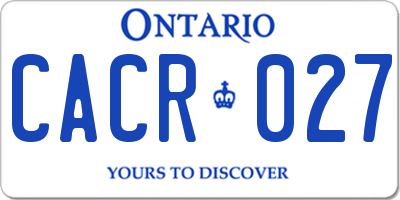 ON license plate CACR027