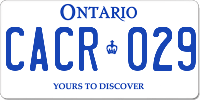 ON license plate CACR029