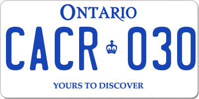 ON license plate CACR030