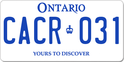 ON license plate CACR031