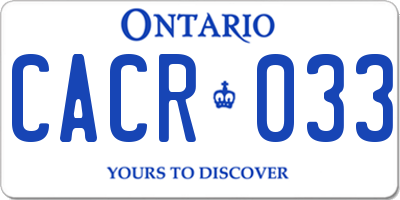 ON license plate CACR033