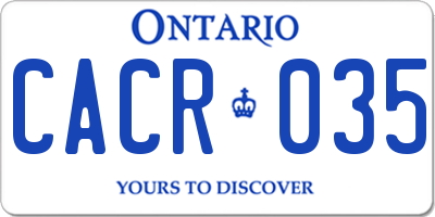 ON license plate CACR035