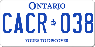 ON license plate CACR038