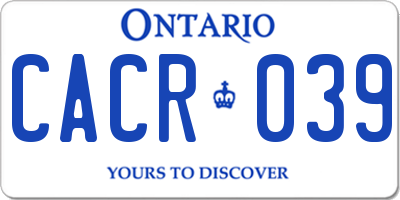 ON license plate CACR039