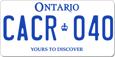 ON license plate CACR040