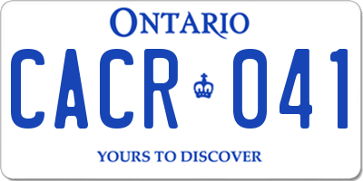 ON license plate CACR041